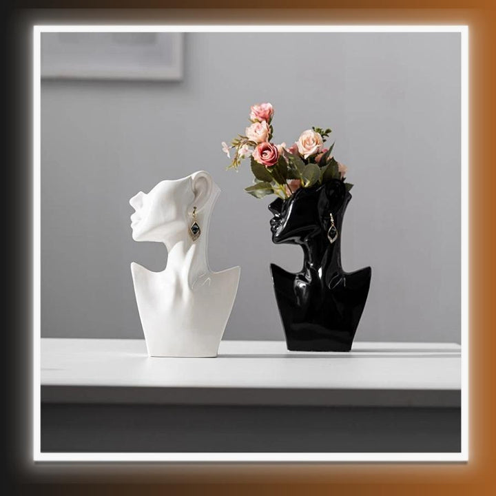 Nordic Style Ceramic Art Abstract Side Face Vase - Homefy