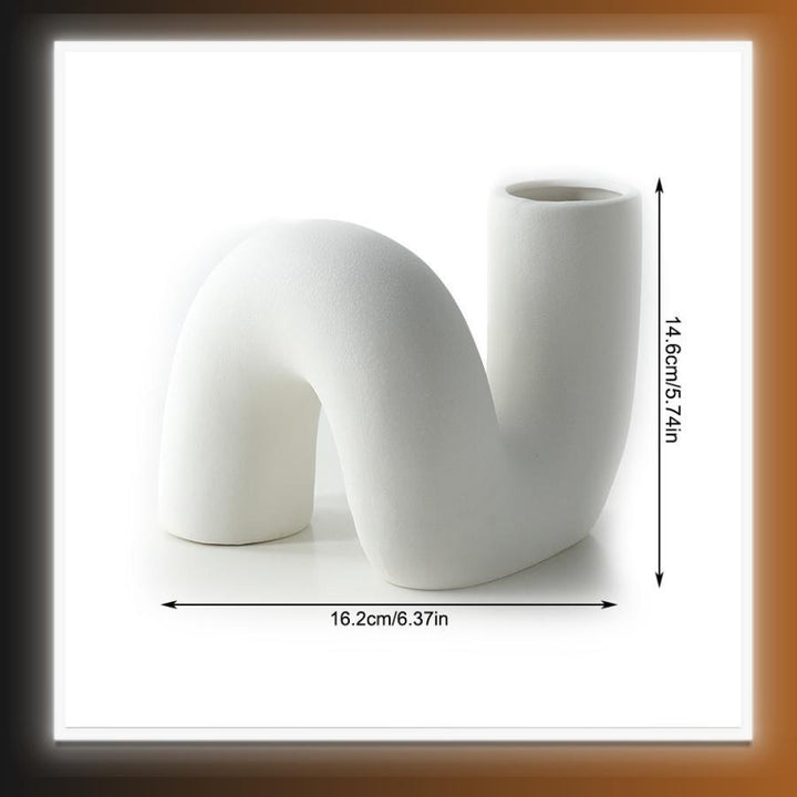 Nordic Style Ceramic Twisted Tube Shape Vase - Homefy