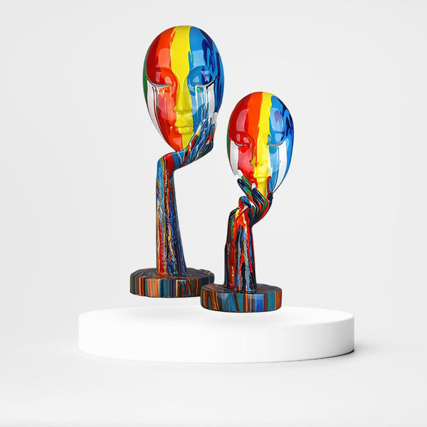 Nordic Style Colorful Woman Face Statue - Homefy