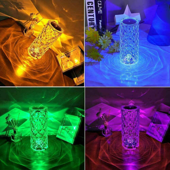 LED Crystal Table Lamp Decor, Diamond Rose - Homefy