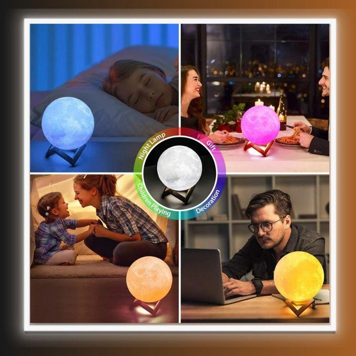 LED Night Lights 3D Moon Lamp, Rechargeable - Homefy